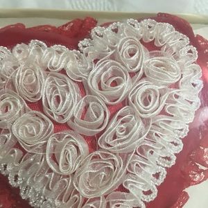Wedding Deco SatinCushion Ribbon Roses & Lace